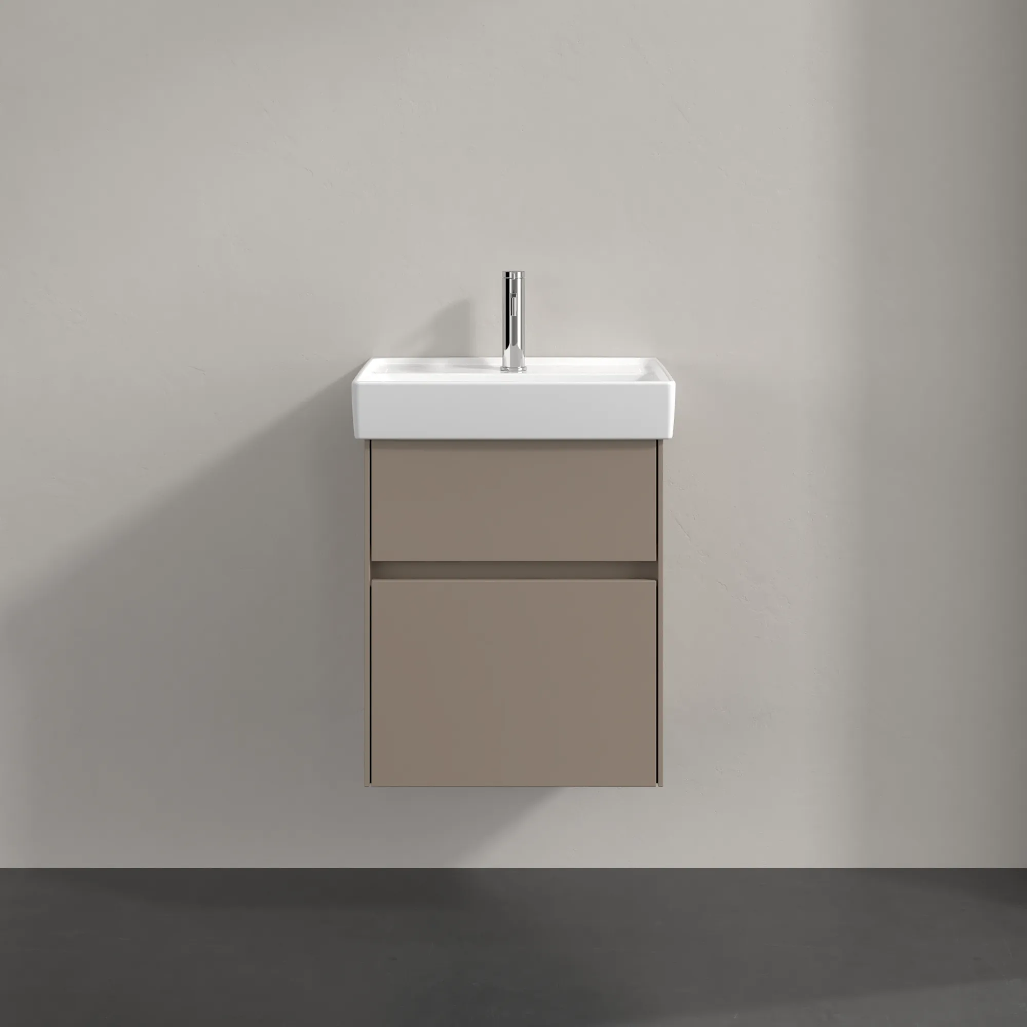 Villeroy & Boch Waschtischunterschrank „Collaro“ 460 × 546 × 374 mm Taupe, für Becken mittig, ohne Beleuchtung