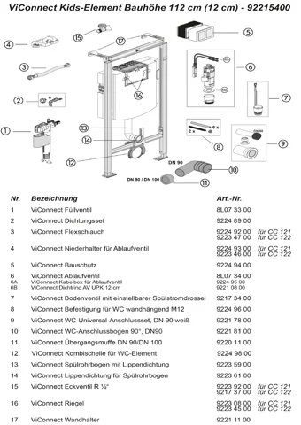 Villeroy & Boch ViConnect WC-Vorwandelement für Kleinkinder-WC, 525x1120x135mm