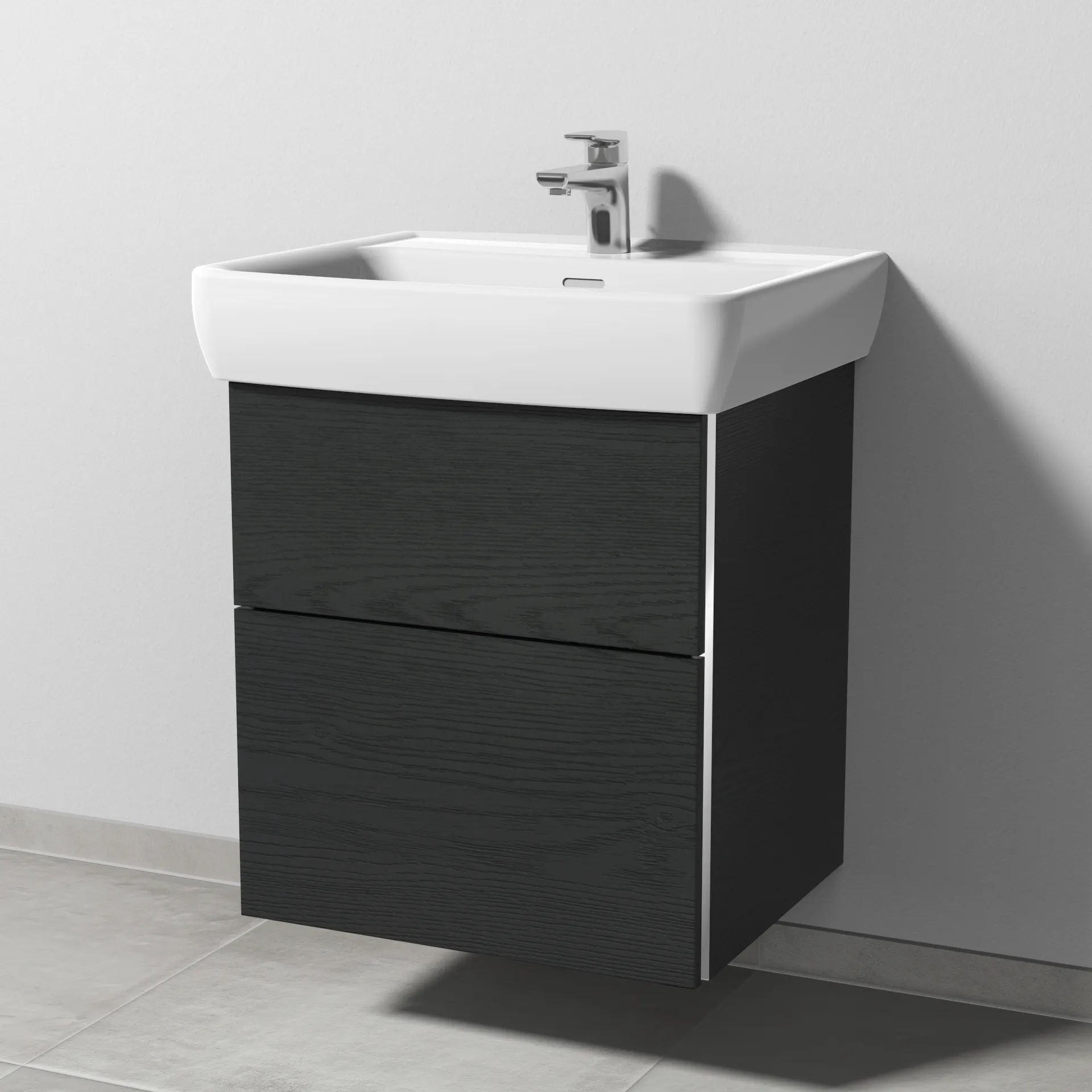 Sanipa Waschtischunterschrank „3way“ passend zu Keramik-Waschtische Pro A von Laufen 525 × 588 × 447 mm in Black Oak