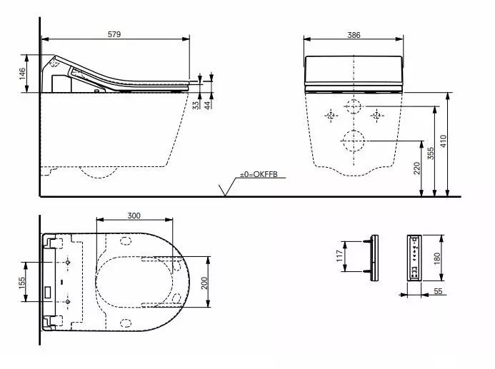 Dusch-WC WASHLET® EWATER+ „RX“ 386 × 146 mm