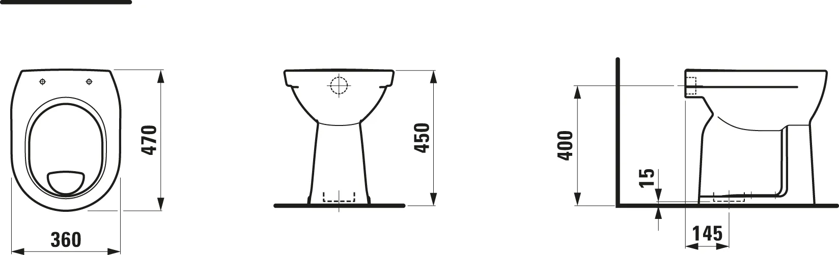 Laufen Stand-Flachspül-WC Keramikhöhe 45 cm „Pro“ 360 × 450 × 470 mm in Weiß, Abgang senkrecht Laufen Stand-Flachspül-WC Keramikhöhe 45 cm „Pro“ 360 × 450 × 470 mm in Weiß, Abgang senkrecht