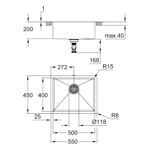 Grohe K700U Edelstahlspüle Unterbau Grohe K700U Edelstahlspüle Unterbau