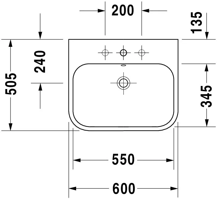 Wandwaschtisch „Happy D.2“, mit Überlauf, Hahnlochposition mittig Wandwaschtisch „Happy D.2“, mit Überlauf, Hahnlochposition mittig