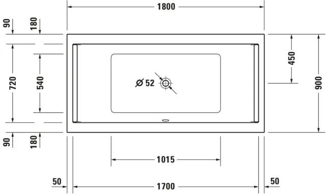 Duravit Whirlwanne „Starck“ rechteck 180 × 90 cm, Mittelablauf