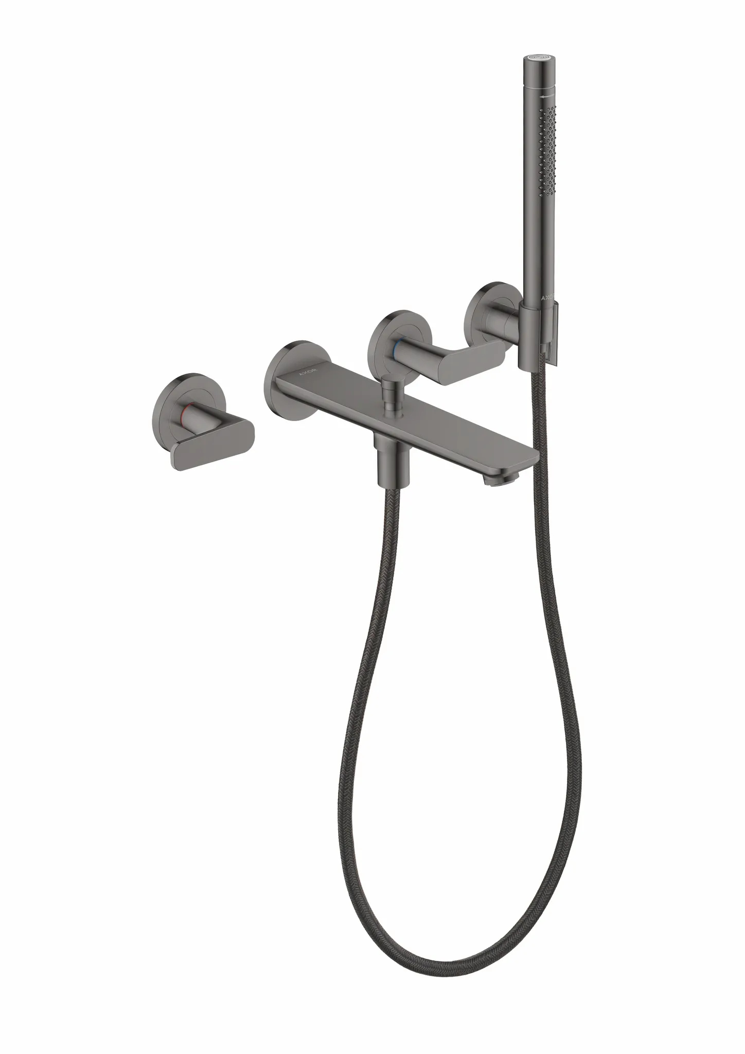 Hansgrohe AXOR Citterio C 3-Loch Wannenarmatur Unterputz mit Handbrause, Polished Black Chrome