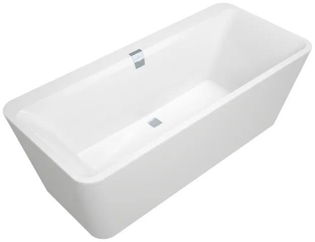 Villeroy & Boch Badewanne „Squaro Edge 12“ inkl. Schürze freistehend rechteck 180 × 80 cm, Mittelablauf in Weiß Alpin / Colour On Demand