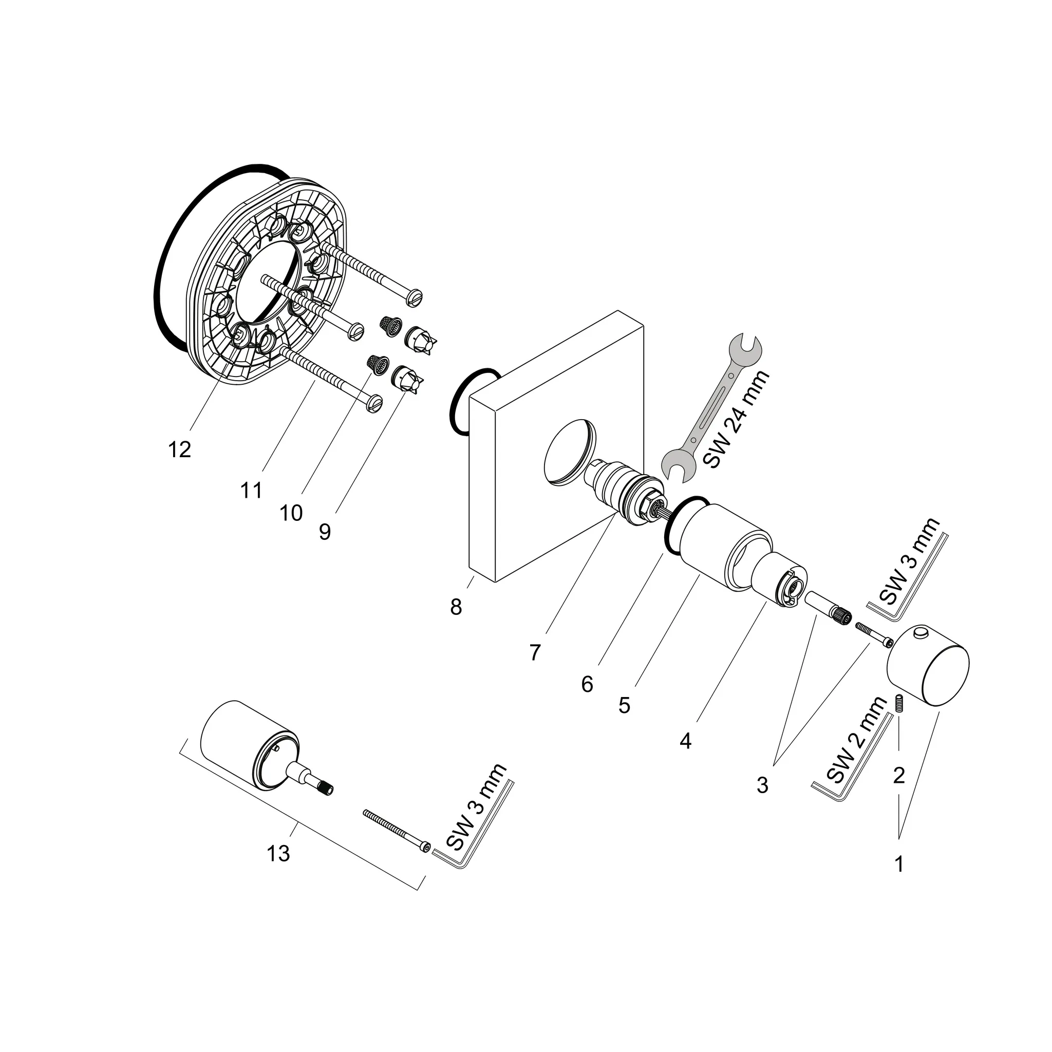 Hansgrohe AXOR Starck Shower Col Armatur Thermostatmodul 120⁄120 Unterputz eckig, Chrom Hansgrohe AXOR Starck Shower Col Armatur Thermostatmodul 120⁄120 Unterputz eckig, Chrom
