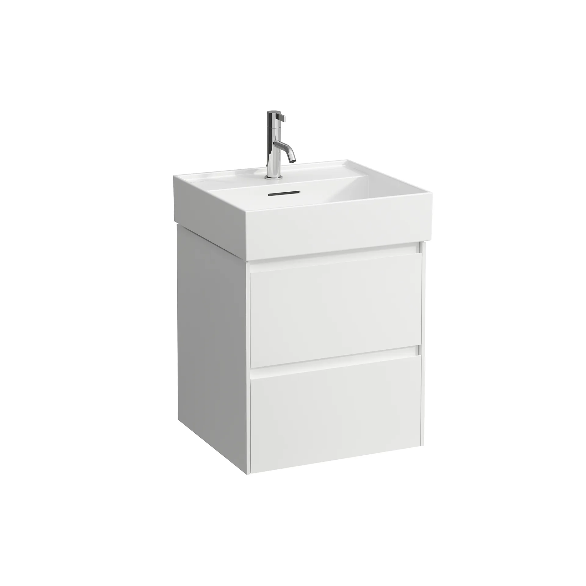 Waschtischunterbau LANI 442x482x515 mit 2 Schubladen integrierter Griffleiste Vollauszug und Soft-Close für Waschtisch LUA H810081 weiß matt Waschtischunterbau LANI 442x482x515 mit 2 Schubladen integrierter Griffleiste Vollauszug und Soft-Close für Waschtisch LUA H810081 weiß matt