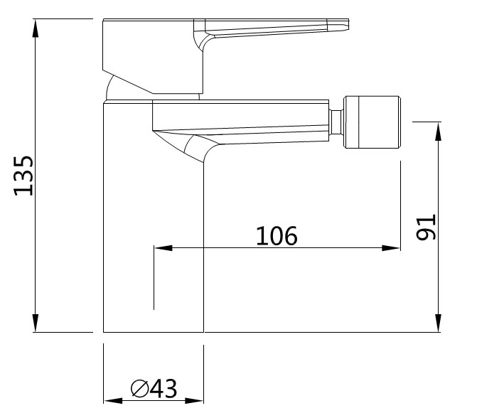 Bidet-Einhandbatterie AqvaBasic III - 1"1/4 Klick-Klack-Ablaufgarnitur - Kartusche mit keramischen Dichtscheiben - Heißwassersperre - Wassermengendurchflussregulierung - flexible Druckschläuche 3/8", DVGW W270 - P-IX 28646/IA - chrom