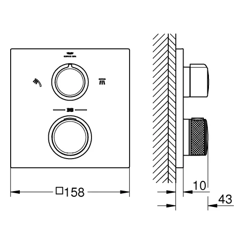 Grohe Allure Thermostat-Brausebatterie mit integrierter 2-Wege-Umstellung Grohe Allure Thermostat-Brausebatterie mit integrierter 2-Wege-Umstellung
