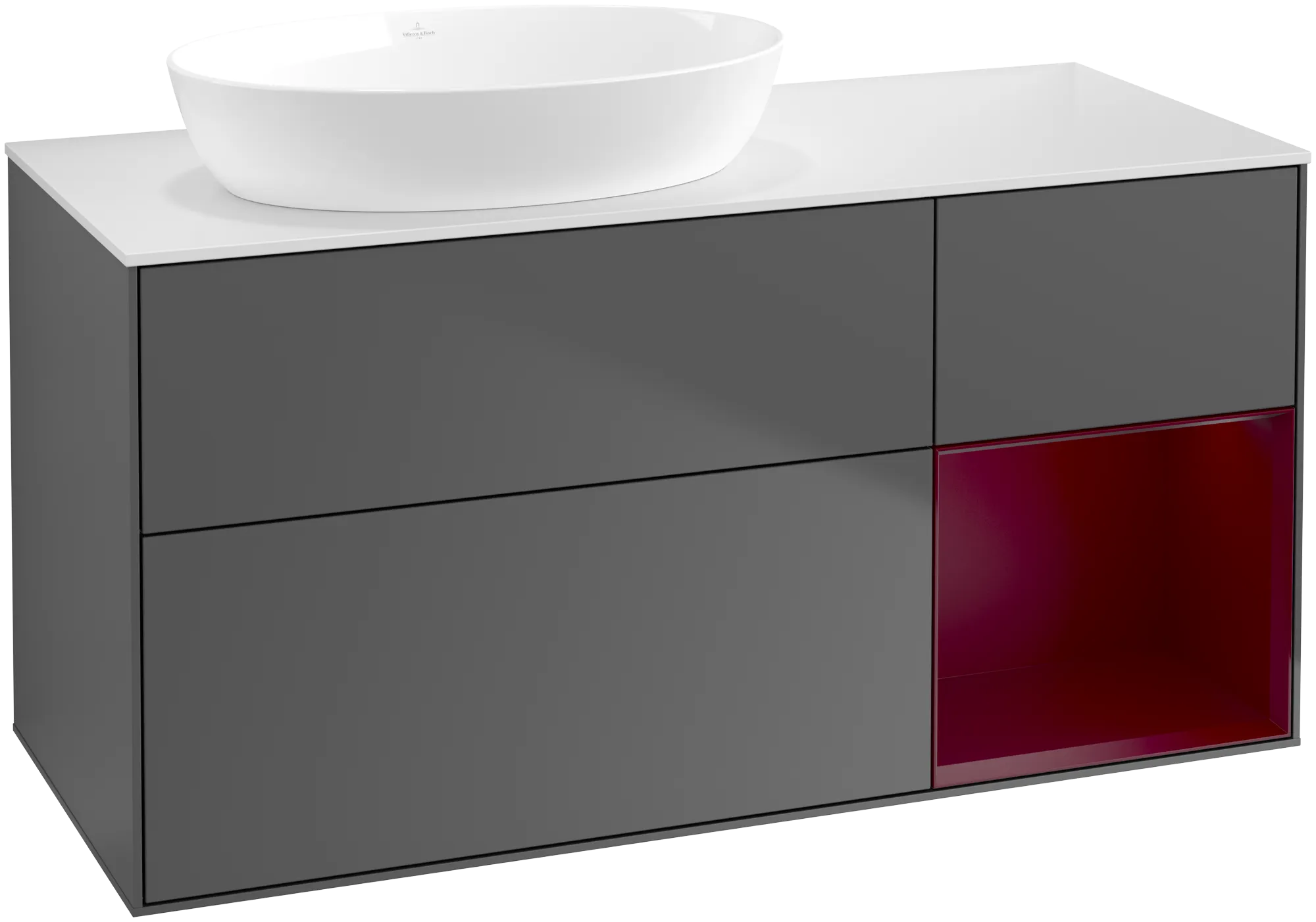 Villeroy & Boch Waschtischunterschrank „Finion“ für Schrankwaschtisch 1200 × 603 × 501 mm Anthracite Matt Lacquer, für Becken links, ohne Hahnlochbohrung
