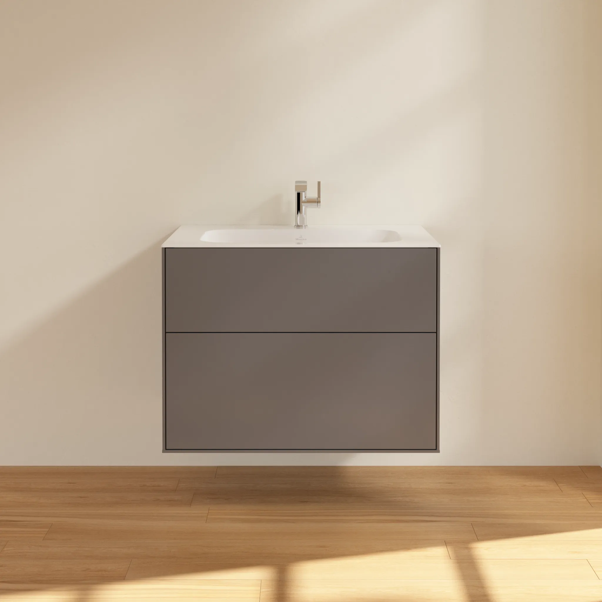 Villeroy & Boch Waschbeckenunterschrank Finion G01, Anthracite Matt Lacquer, 796x591x498mm, mit Beleuchtung und Push-to-open Funktion