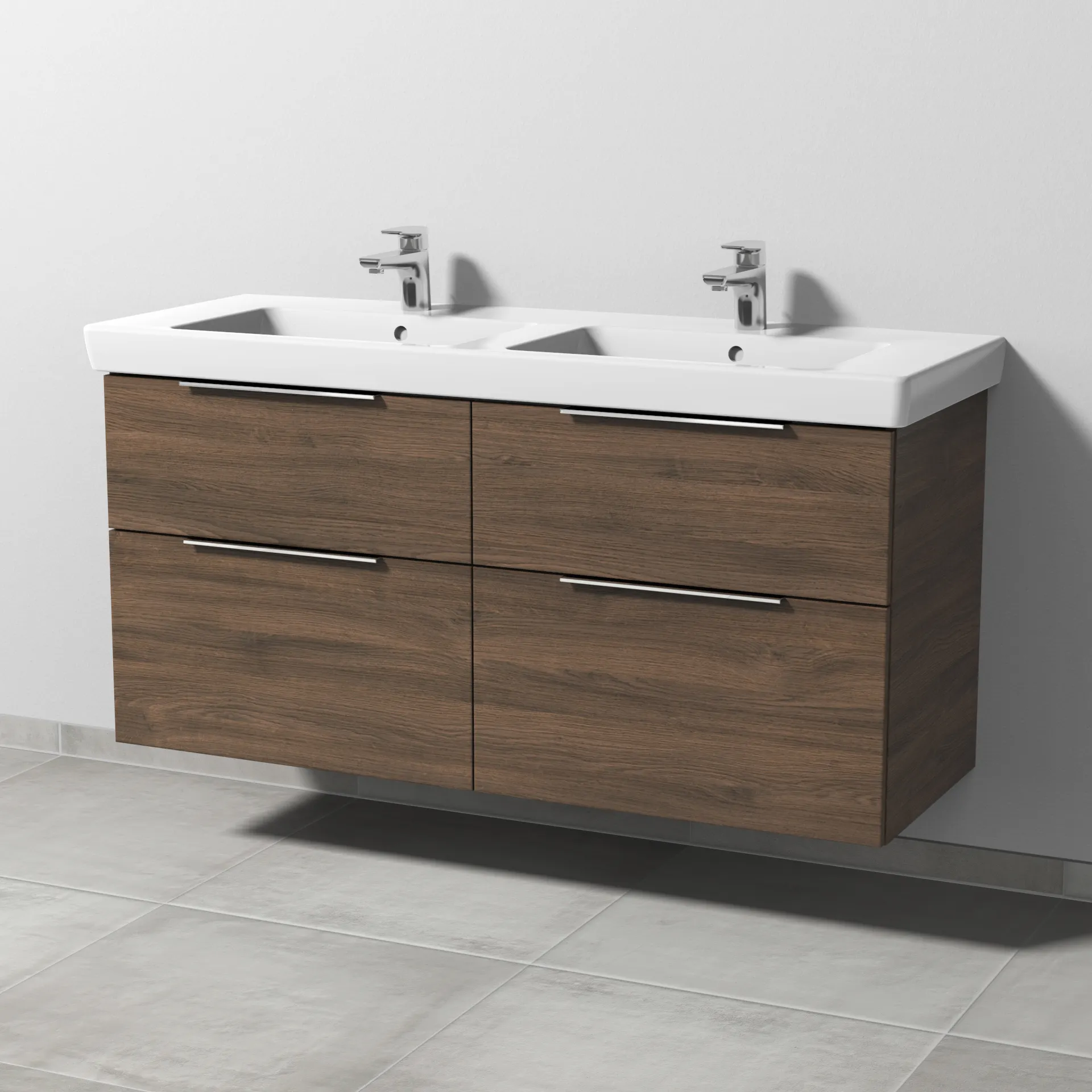 Sanipa Waschtischunterschrank „3way“ passend zu Keramik-Waschtische Subway 2.0 von Villeroy & Boch 1250 × 593 × 447 mm in Eiche Arizona, mit