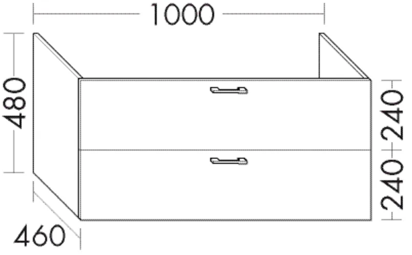 Waschtischunterschrank Sys30 von burgbad - 1 Schublade oben mit Siphonausschnitt, 1 Auszug unten, 480 mm hoch, 1000 mm breit, 460 mm tief