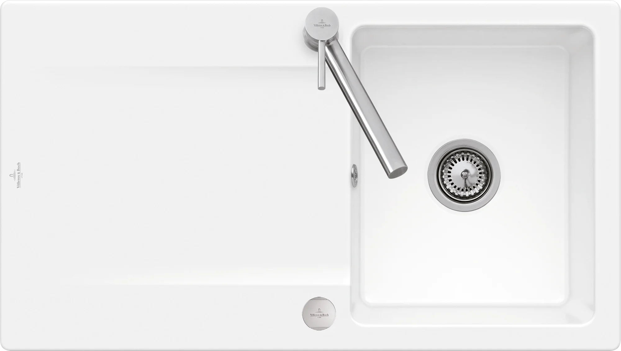 Villeroy & Boch Siluet 50 Flat Spüle 900-1, flächenbündig, 880 x 490 mm, TitanCeram, Weiß Alpin CeramicPlus Villeroy & Boch Siluet 50 Flat Spüle 900-1, flächenbündig, 880 x 490 mm, TitanCeram, Weiß Alpin CeramicPlus