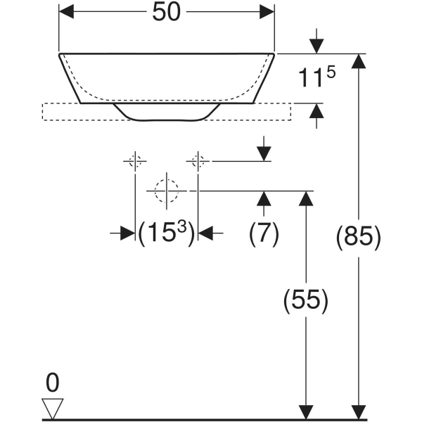 Aufsatzwaschtisch in Schalenform „One“ mit horizontalem Ablauf, rechteckig 50 × 42,5 cm in weiß alpin Aufsatzwaschtisch in Schalenform „One“ mit horizontalem Ablauf, rechteckig 50 × 42,5 cm in weiß alpin