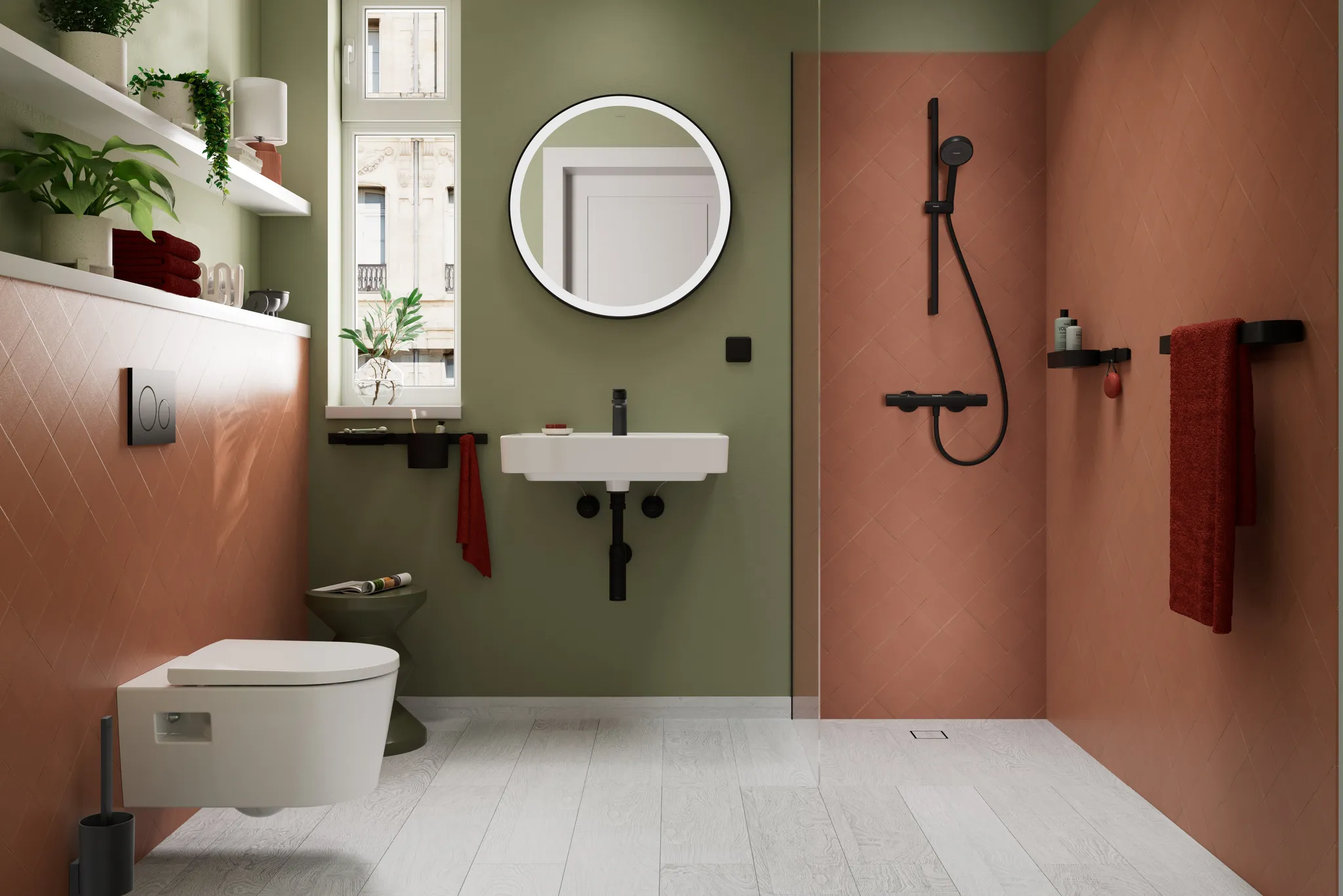 Hansgrohe Activera S Brauseset EcoSmart, 95 mm Brausekopf, Rain Strahl, mattschwarz, 65 cm Brausestange Hansgrohe Activera S Brauseset EcoSmart, 95 mm Brausekopf, Rain Strahl, mattschwarz, 65 cm Brausestange
