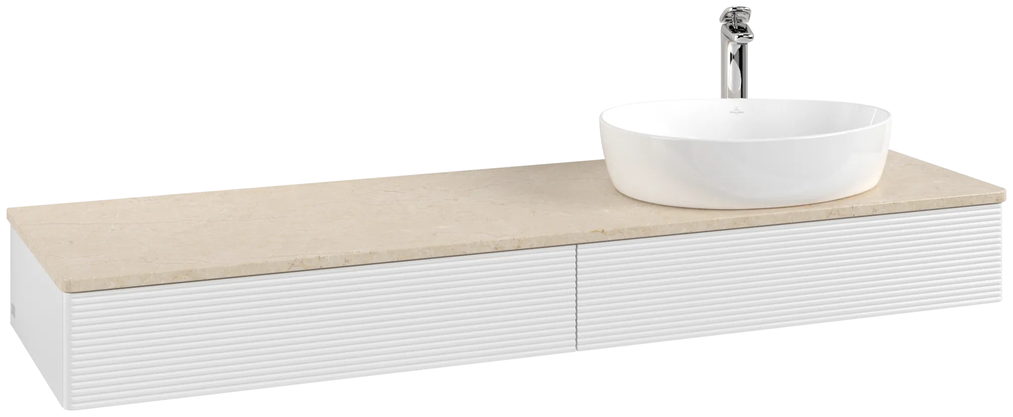 Villeroy & Boch Antao Waschbeckenunterschrank L16_5 1600x190x500mm Glossy White Lacquer / Botticino