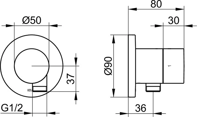 IXMO 59557010101 2-Wege Ab- u. Umstellventil UP mit Schlauchanschluß IXMO Pure, rund verchromt