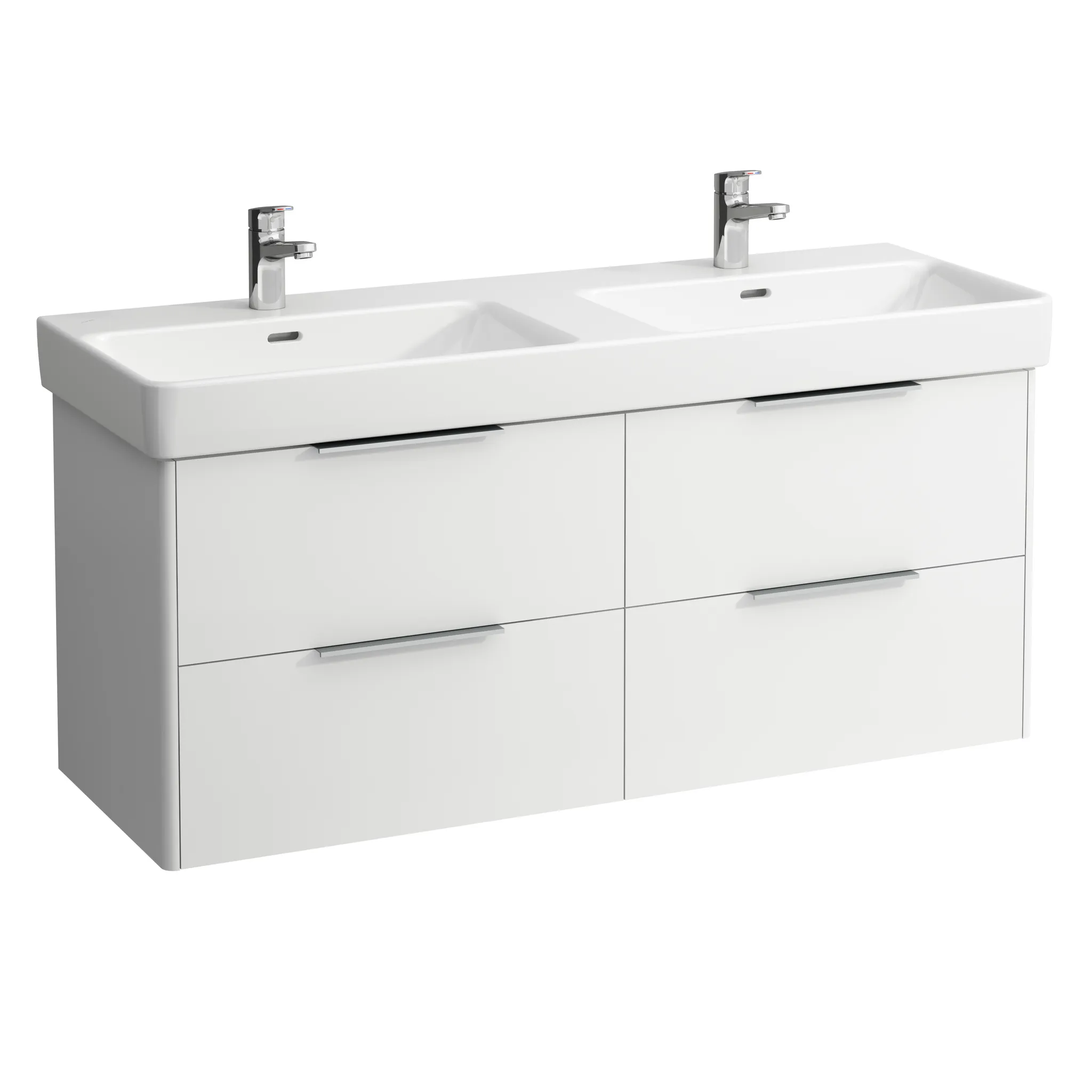 Waschtischunterbau BASE für PRO S 438x1258x515 4 Schubladen mit Griff aluminium eloxiert für Waschtisch H814968 weiß matt