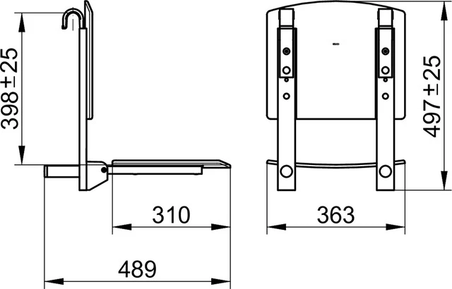 Plan Care 34981170038 Klappsitz mit Rückenlehne zum Einhängen in Stangensystem silber-eloxiert/lichtgrau