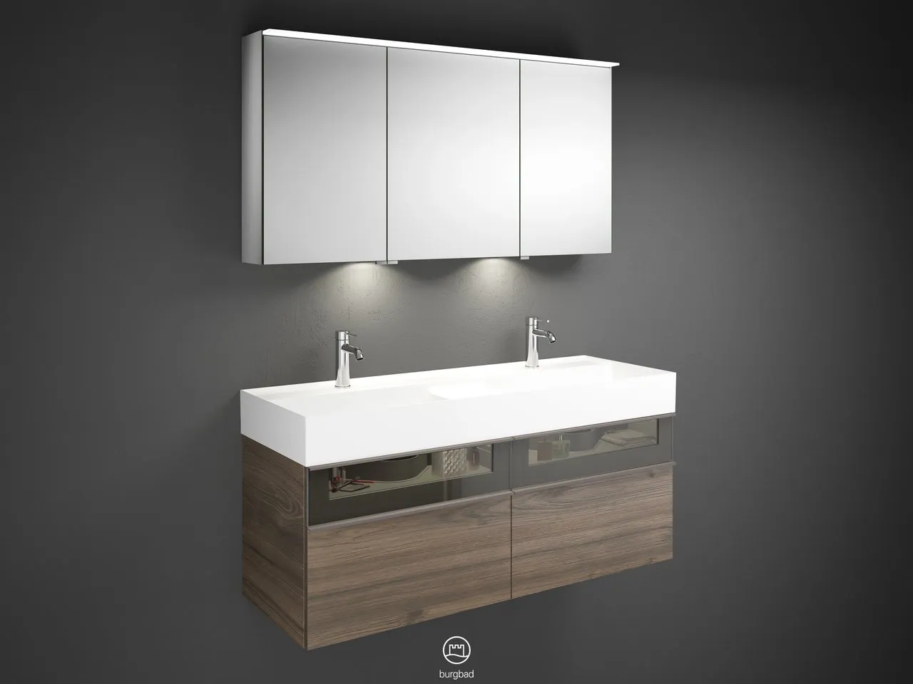 burgbad Badmöbelset „Yumo“ in Grau Hochglanz burgbad Badmöbelset „Yumo“ in Grau Hochglanz