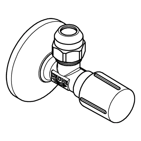 Eckventil 22037, Wandanschluss 1/2'', Abgang 3/8'', langer Schubschaft, Quetschverschraubung Ø 10 mm, Schubrosette aus Metall, chrom Eckventil 22037, Wandanschluss 1/2'', Abgang 3/8'', langer Schubschaft, Quetschverschraubung Ø 10 mm, Schubrosette aus Metall, chrom