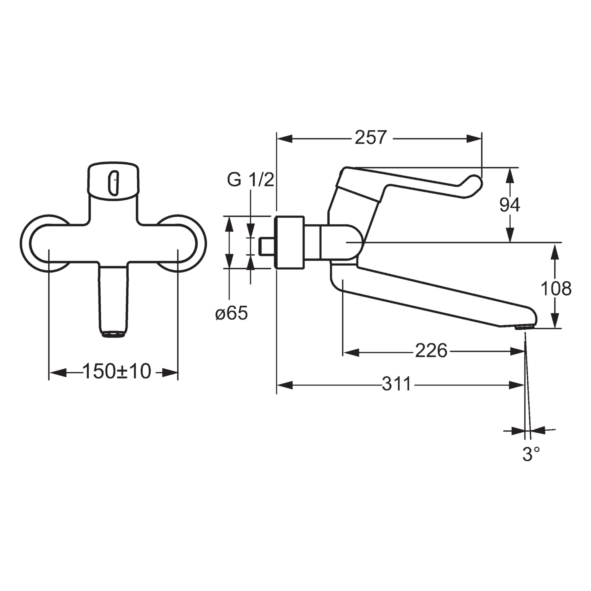Einhand-Waschtischarmatur „Medipro“ Ausladung 311 mm in Chrom Einhand-Waschtischarmatur „Medipro“ Ausladung 311 mm in Chrom