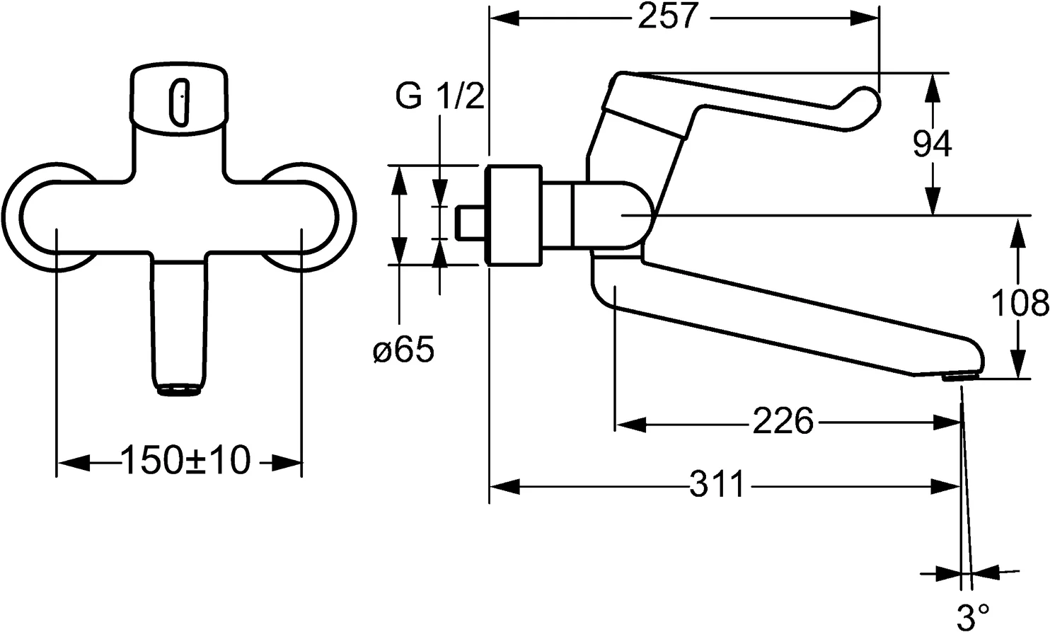 HansaMEDIPRO Einhebelmischer Waschtischbatterie Chrom 0258, Ausladung 311 mm DN15 HansaMEDIPRO Einhebelmischer Waschtischbatterie Chrom 0258, Ausladung 311 mm DN15