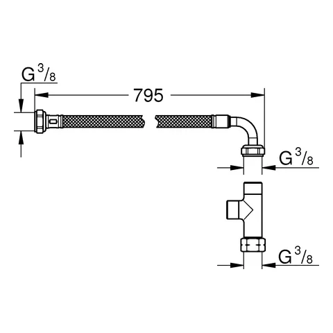 Installationsset 14074, Schlauch und T-Stück, für Dusch-WC-Aufsatz, chrom Installationsset 14074, Schlauch und T-Stück, für Dusch-WC-Aufsatz, chrom