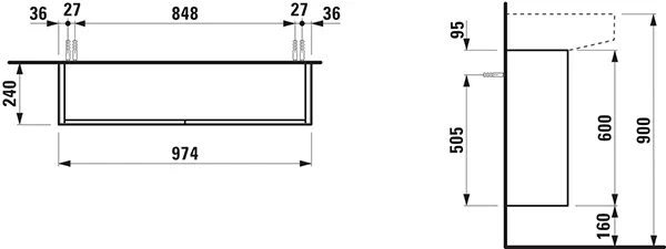 Laufen Waschtischunterbau „SONAR“ 240 × 600 × 975 mm Kupfer