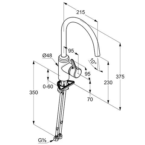Kludi BINGO STAR Spültisch-EHM DN 15, edelstahlfinish