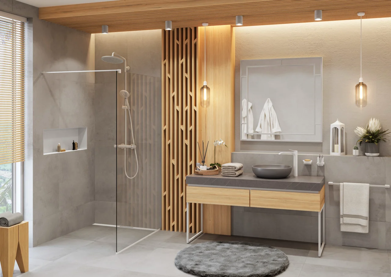 Hansgrohe RainDrain Flex Duschrinne 1000 mm, wandangebunden, höhenverstellbar, Edelstahl V2A, Mattweiß