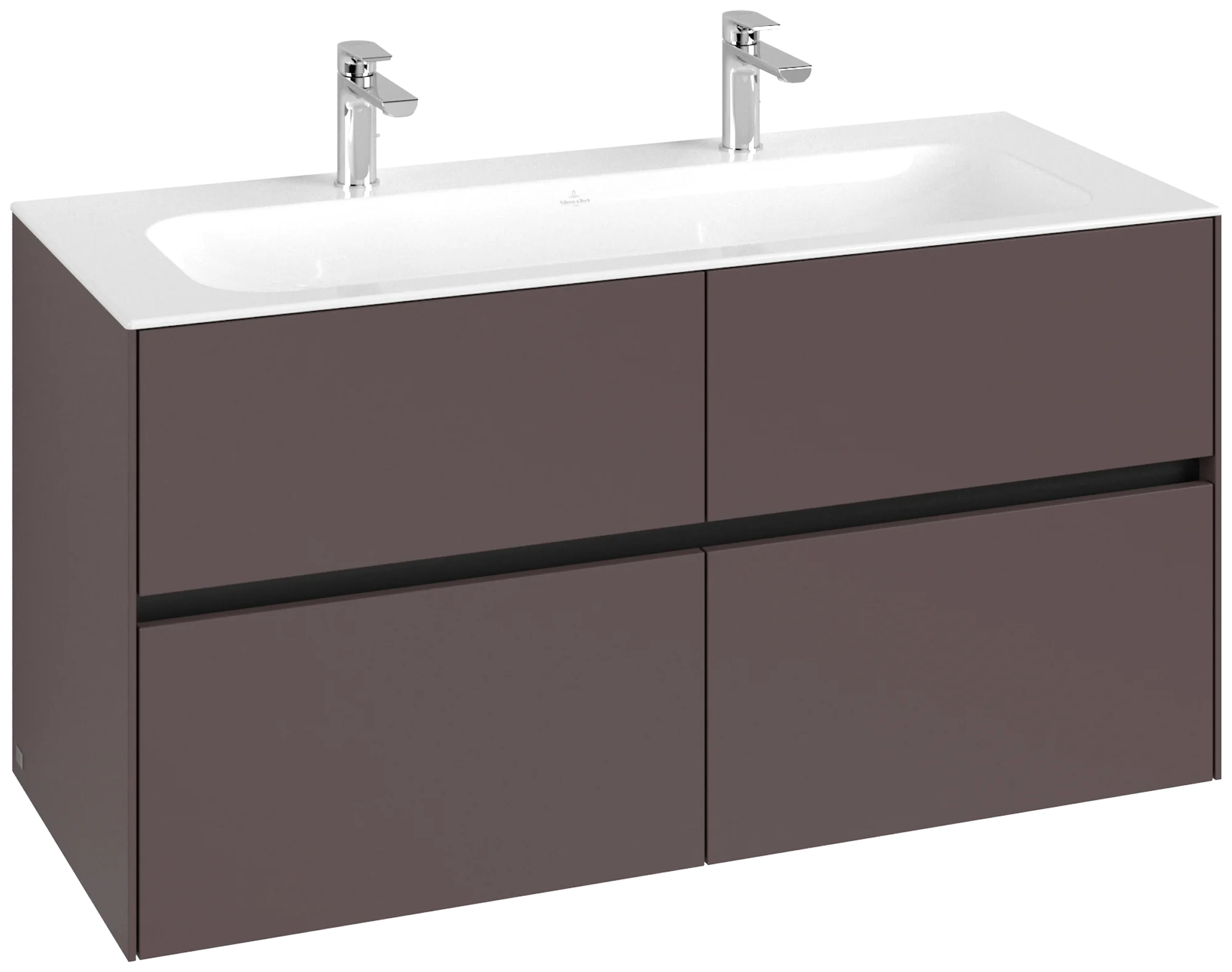 Villeroy & Boch Waschbeckenunterschrank Collaro C14000, Eckig Dark Berry, 1196x603x498mm, 2 Waschbecken, SoftClosing, Wandmontage