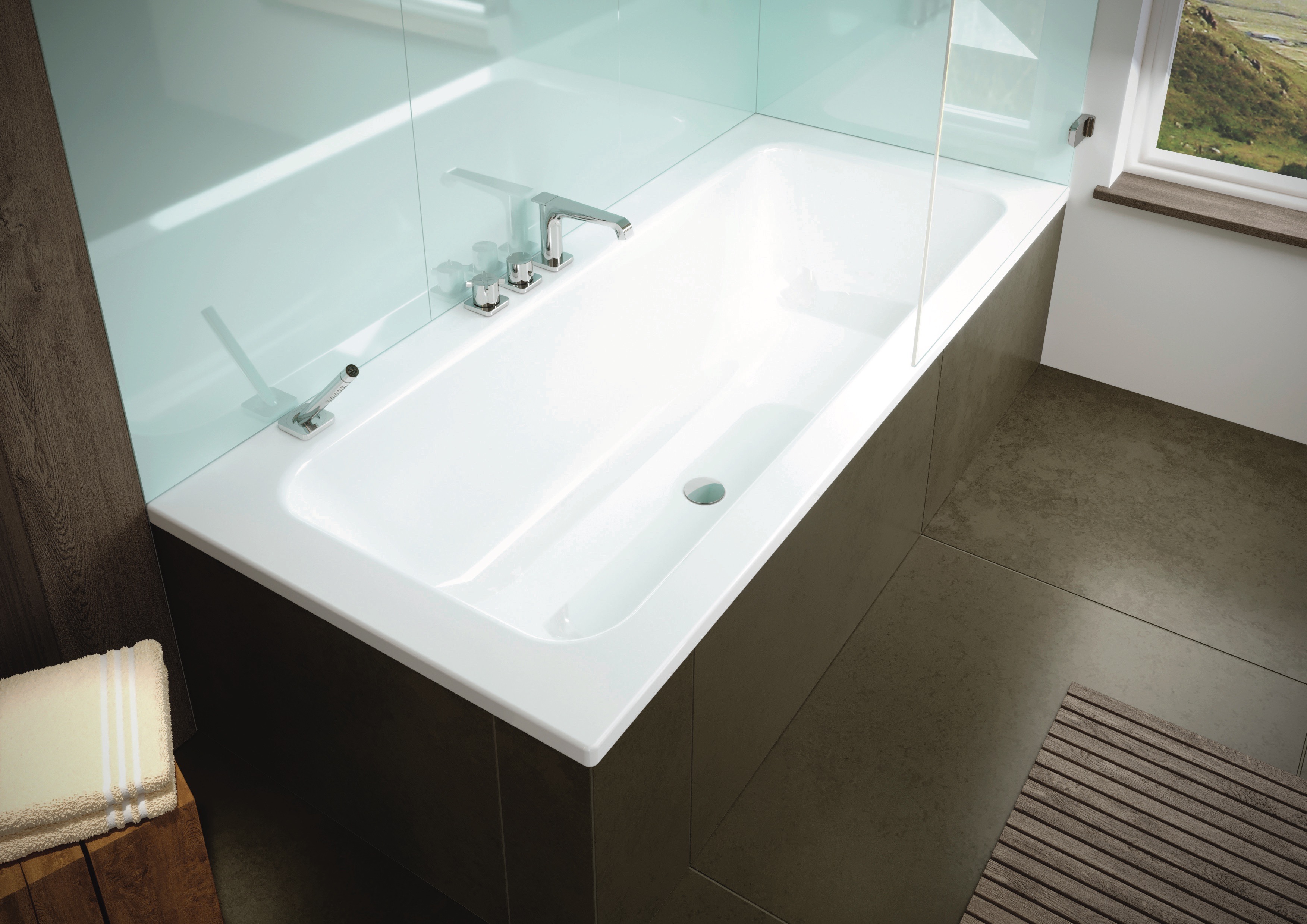 Kaldewei rechteck Badewanne „Puro Set Wide“ 170 × 75 cm in alpinweiß, / 