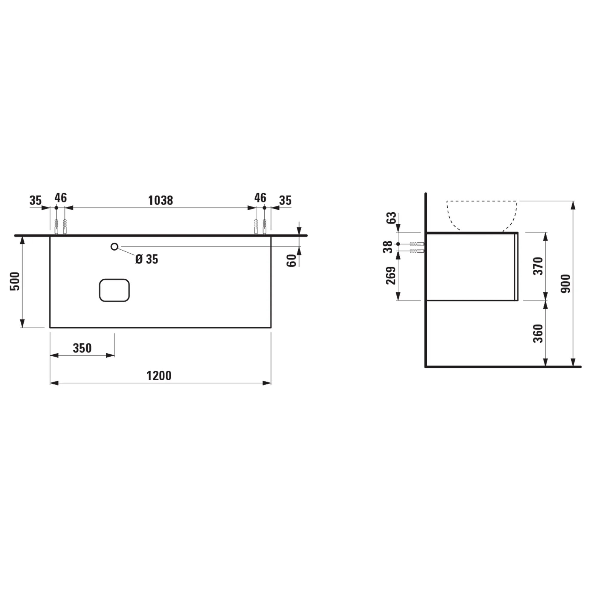 Laufen Schubladenelement ILBAGNOALESSI 500x1200x370 Marrone Naturale Laufen Schubladenelement ILBAGNOALESSI 500x1200x370 Marrone Naturale