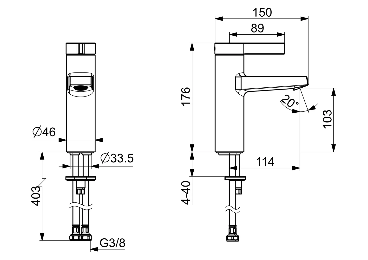 HansaLOFT Waschtischarmatur Einhebelmischer HansaLOFT 5753 Ausladung 114 mm DN15 Chrom