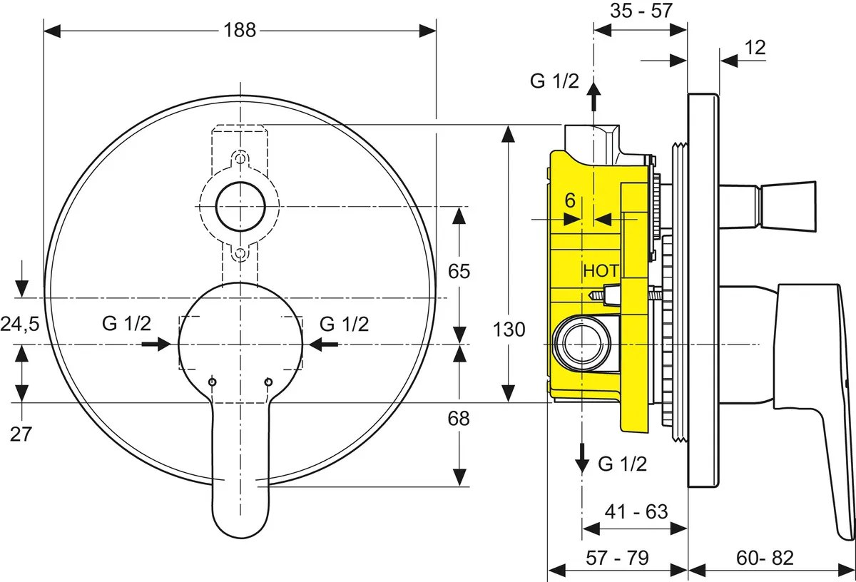 Ideal Standard Badearmatur Unterputz CONNECT BLUE Bausatz 2 Chrom Ideal Standard Badearmatur Unterputz CONNECT BLUE Bausatz 2 Chrom