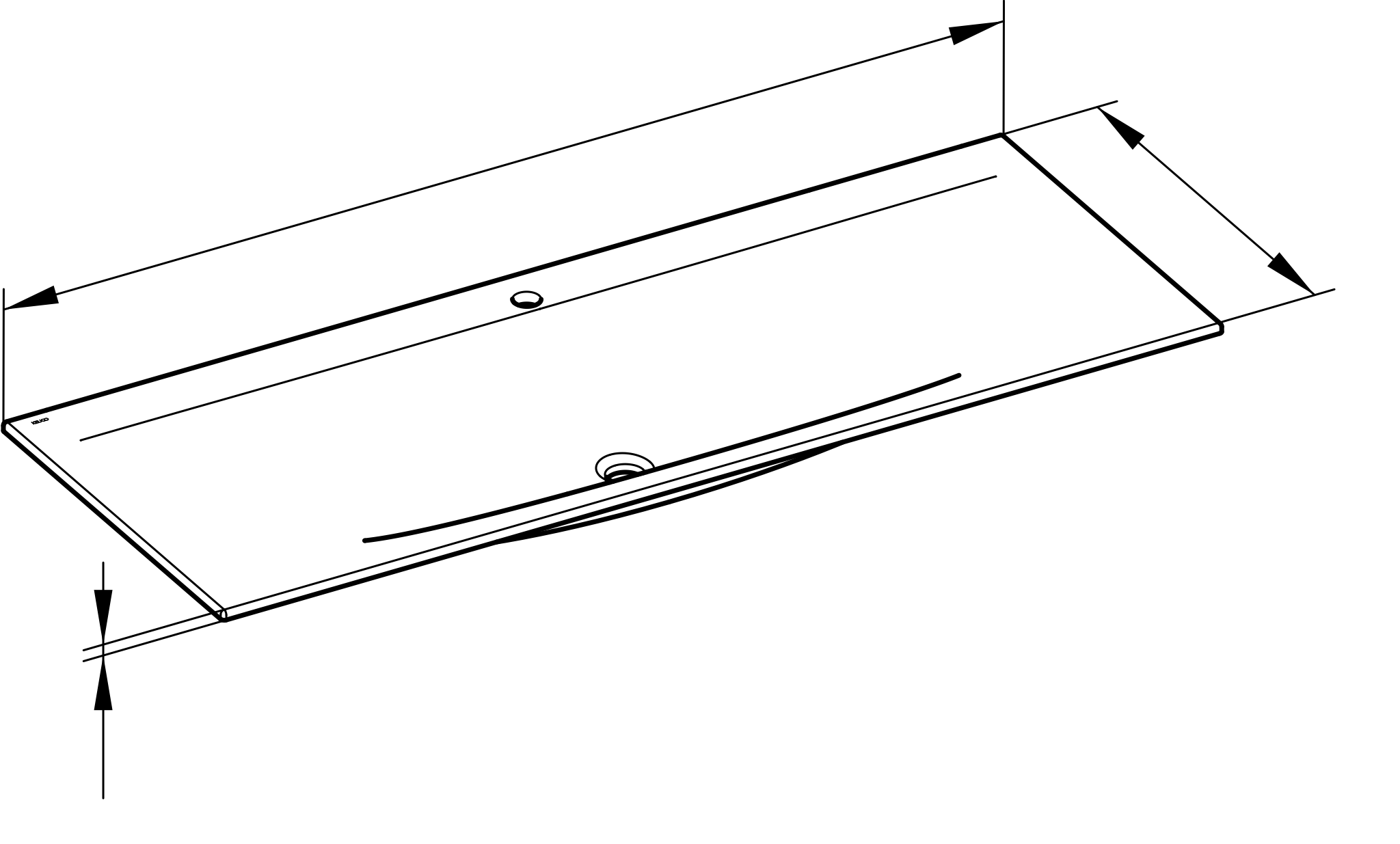 KEUCO Einbauwaschtisch „Edition 11“, mit Hahnlochbohrung in Weiß, 1407 × 538 × 17 mm