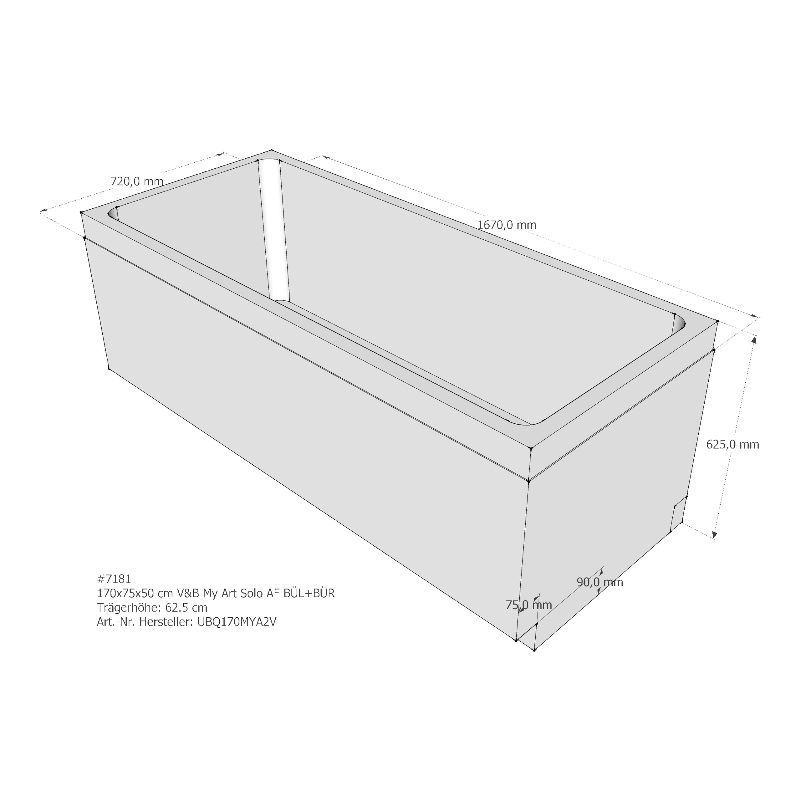 Badewannenträger für Villeroy & Boch My Art solo 170 × 75 × 50 cm Badewannenträger für Villeroy & Boch My Art solo 170 × 75 × 50 cm