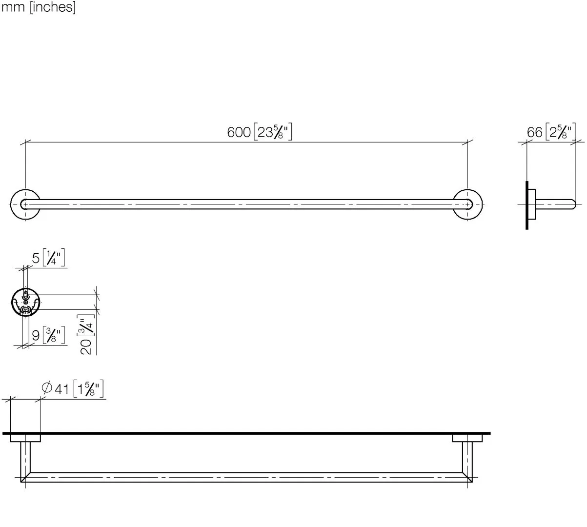 Dornbracht Badetuchhalter SERIENSPEZIFISCH Gold gebürstet PVD, 600x640 mm, Höhe 40 mm, Rosette Ø 40 mm, Ausladung 65 mm