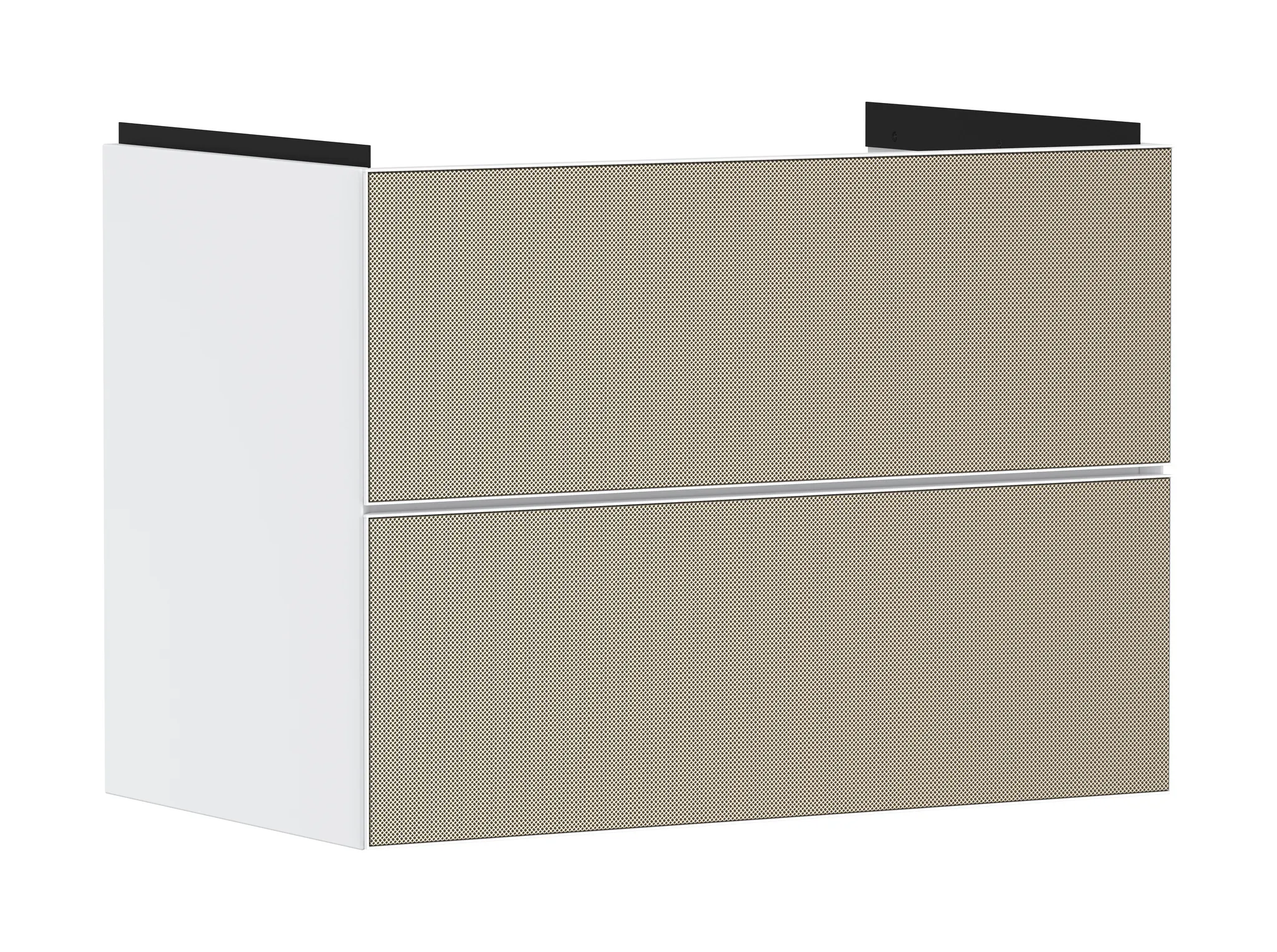 Xevolos E Waschtischunterschrank Mattweiß 780/475 mit 2 Schubkästen für Waschtisch Weiß Metallic