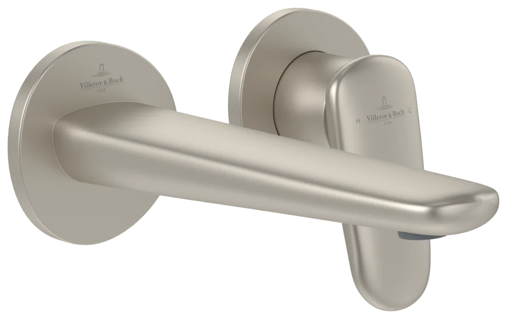 Villeroy & Boch Antao Zweiloch-Einhebel-Waschtischarmatur, Brushed Nickel Matt, 185x223x115 mm, Höhe 115 mm, Wanneneinbaumaß 185x223 mm Villeroy & Boch Antao Zweiloch-Einhebel-Waschtischarmatur, Brushed Nickel Matt, 185x223x115 mm, Höhe 115 mm, Wanneneinbaumaß 185x223 mm