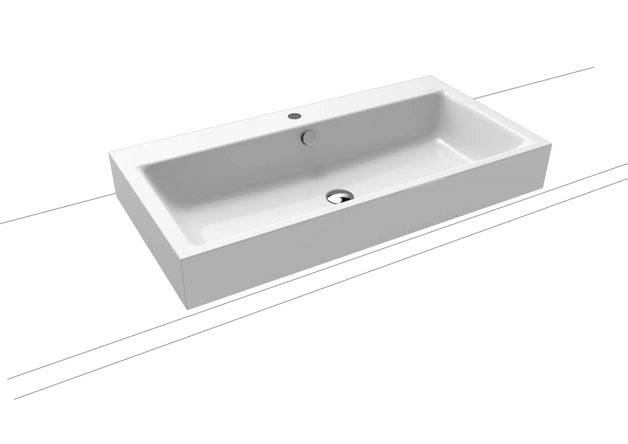 Aufsatzwaschtisch „Puro“ 90 × 46 cm, mit Überlauf, mit Hahnlochbohrung in alpinweiß mit Perl-Effekt Aufsatzwaschtisch „Puro“ 90 × 46 cm, mit Überlauf, mit Hahnlochbohrung in alpinweiß mit Perl-Effekt