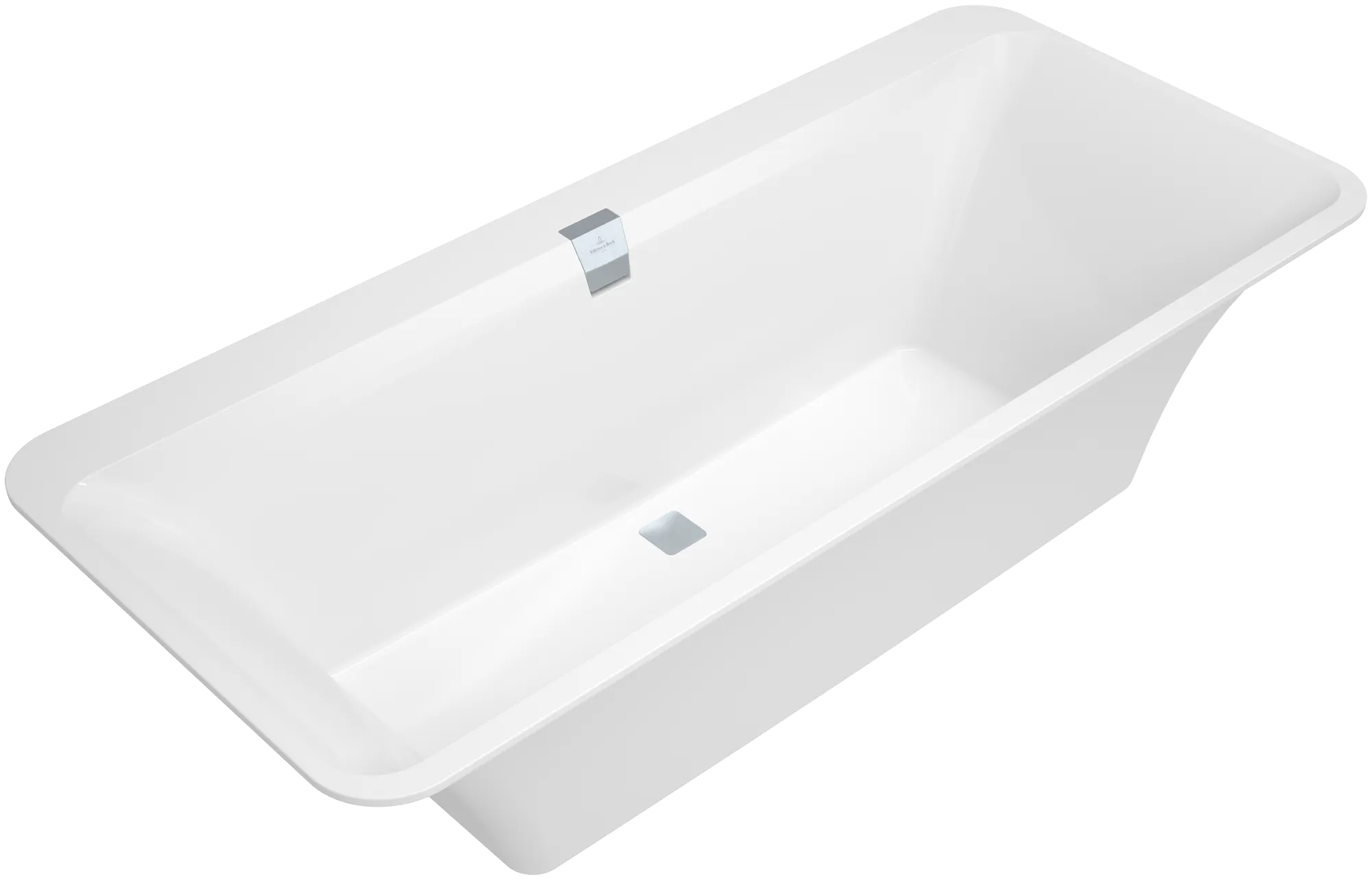 Villeroy & Boch Badewanne „Squaro Edge 12“ oval 180 × 80 cm, Mittelablauf in Weiß Alpin Farbe: Weiß Alpin / Whirlsystem: ohne Whirlsystem