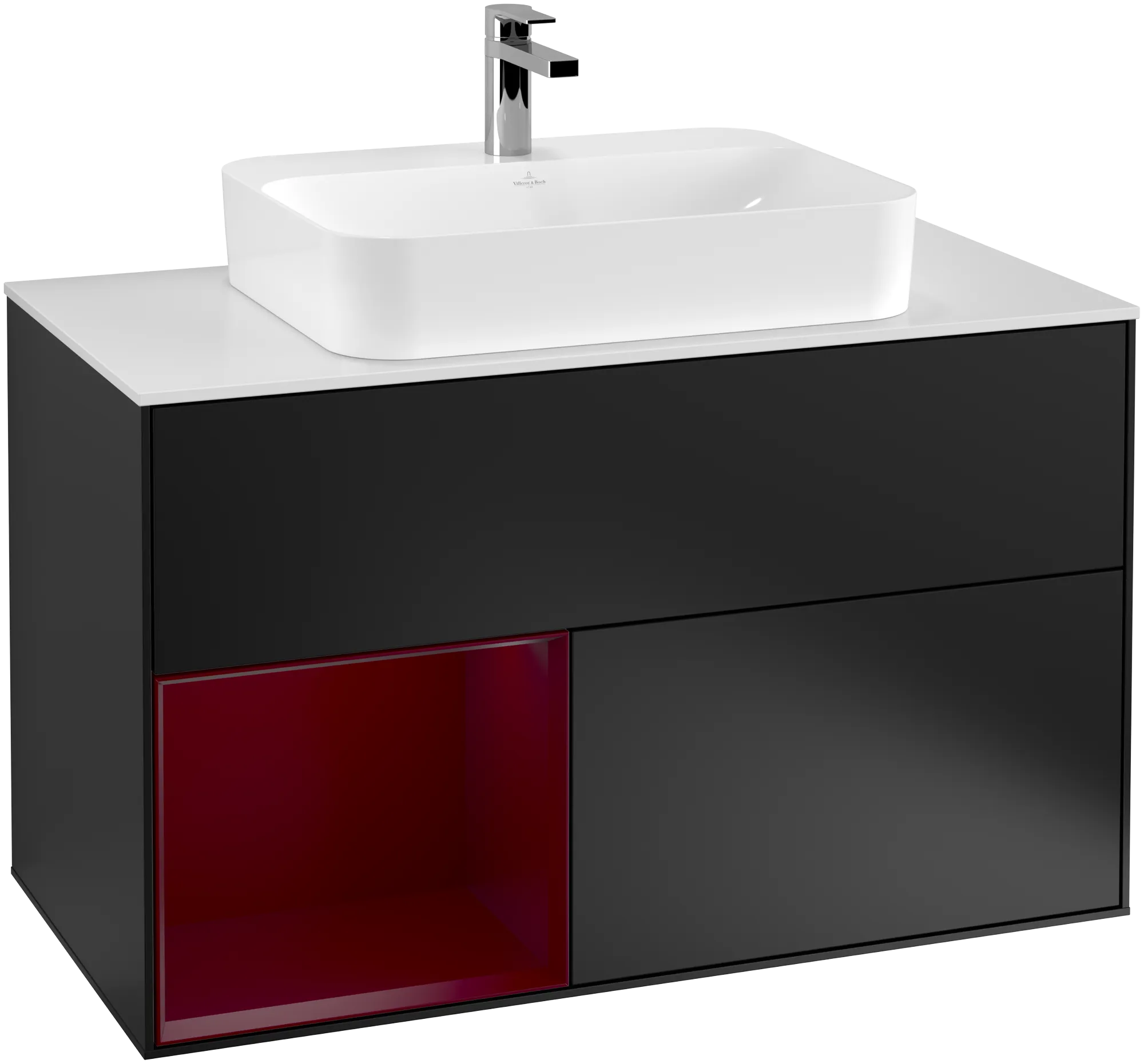 Villeroy & Boch Waschbeckenunterschrank Finion F36, 1000x603x501 mm, Black Matt Lacquer, mit Beleuchtung und Push-to-open Funktion Villeroy & Boch Waschbeckenunterschrank Finion F36, 1000x603x501 mm, Black Matt Lacquer, mit Beleuchtung und Push-to-open Funktion