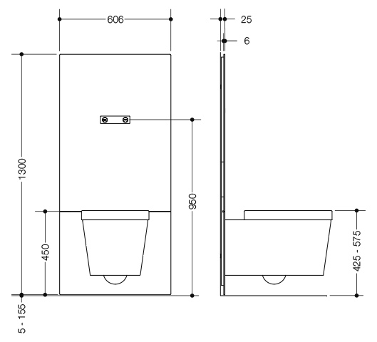 HEWI Vorwand-/Einbauelement für Toilette „S 50“ WC-Modul 130 × 60,6 cm