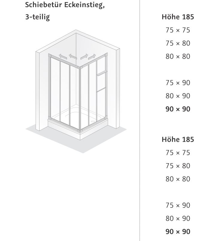 HSK gerahmte Eckeinstieg mit Schiebetür 3-teilig „Favorit“ Glas Tropfen hell (Kunstglas), Profile Pergamon HSK gerahmte Eckeinstieg mit Schiebetür 3-teilig „Favorit“ Glas Tropfen hell (Kunstglas), Profile Pergamon