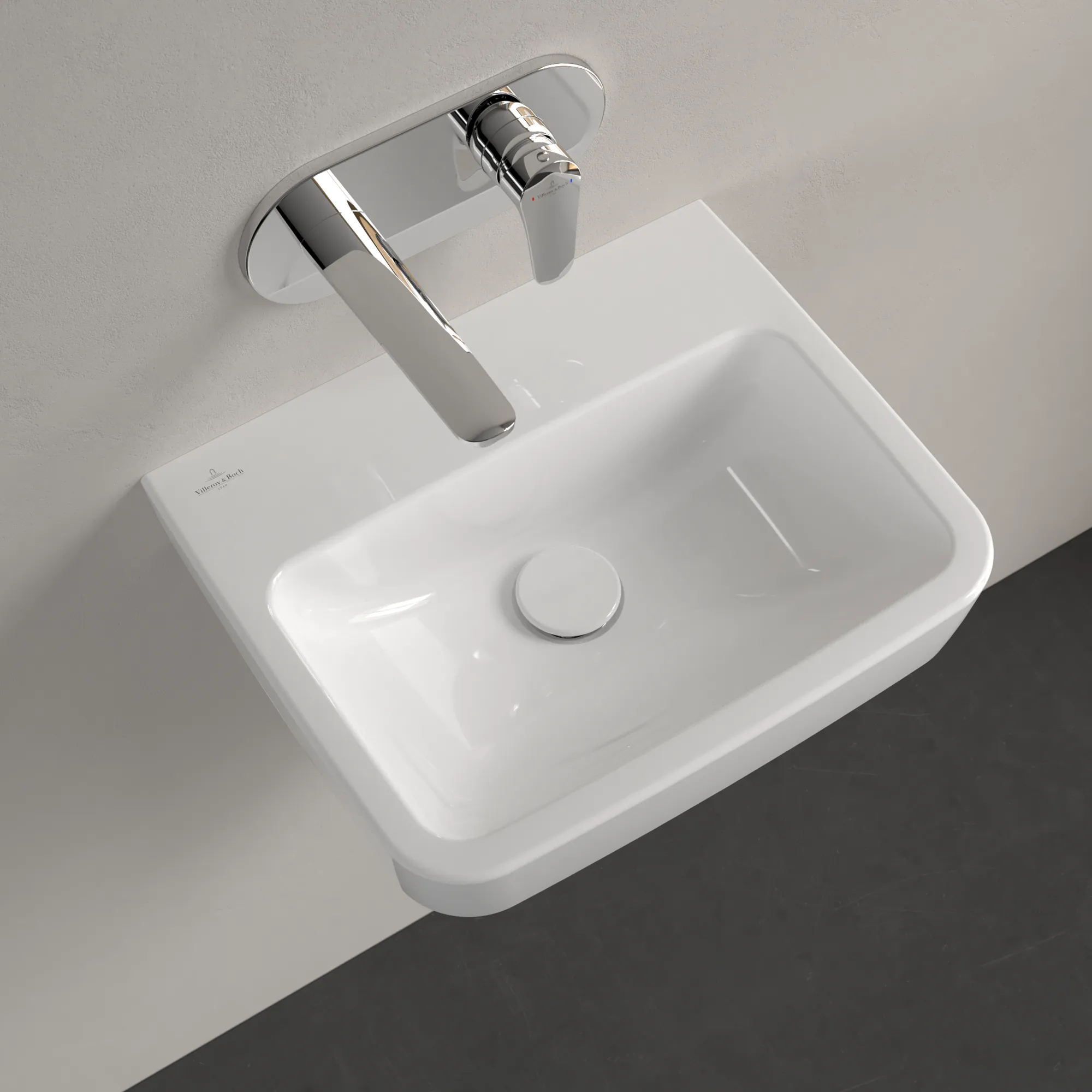 Villeroy & Boch Handwaschbecken „O.novo“ 450 × 370 × 160 mm, für Becken mittig, ohne Hahnlochbohrung