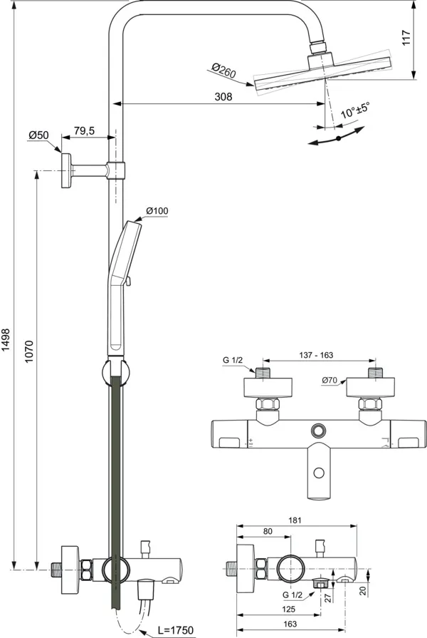 Ideal Standard Duschsystem „CerathermT25N“ Ideal Standard Duschsystem „CerathermT25N“